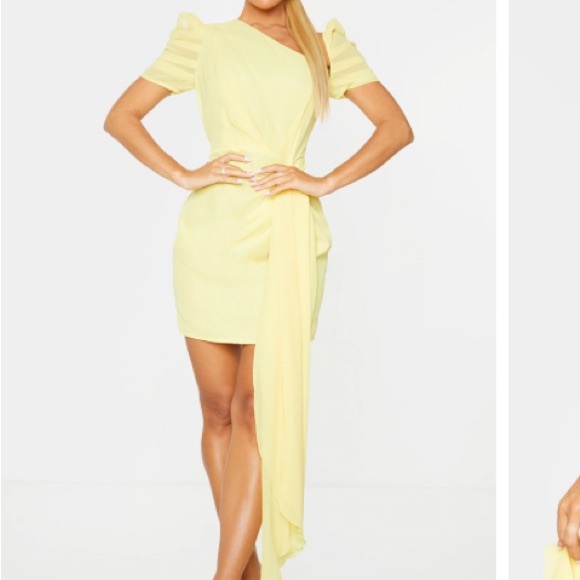 white christmas dresses Oh Polly Sloane Split Plunge Neck Maxi Dress in Lemon Sherbet-Yellow main image 0